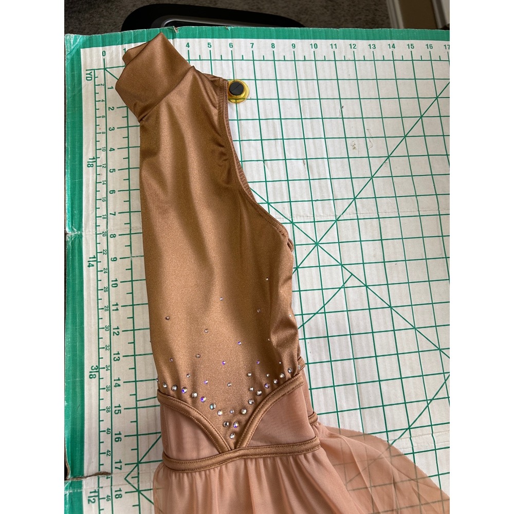 Weissman Bronze Rhinestone Lyrical Dance Costume Mesh Skirt MA Medium Adult - Picture 5 of 15